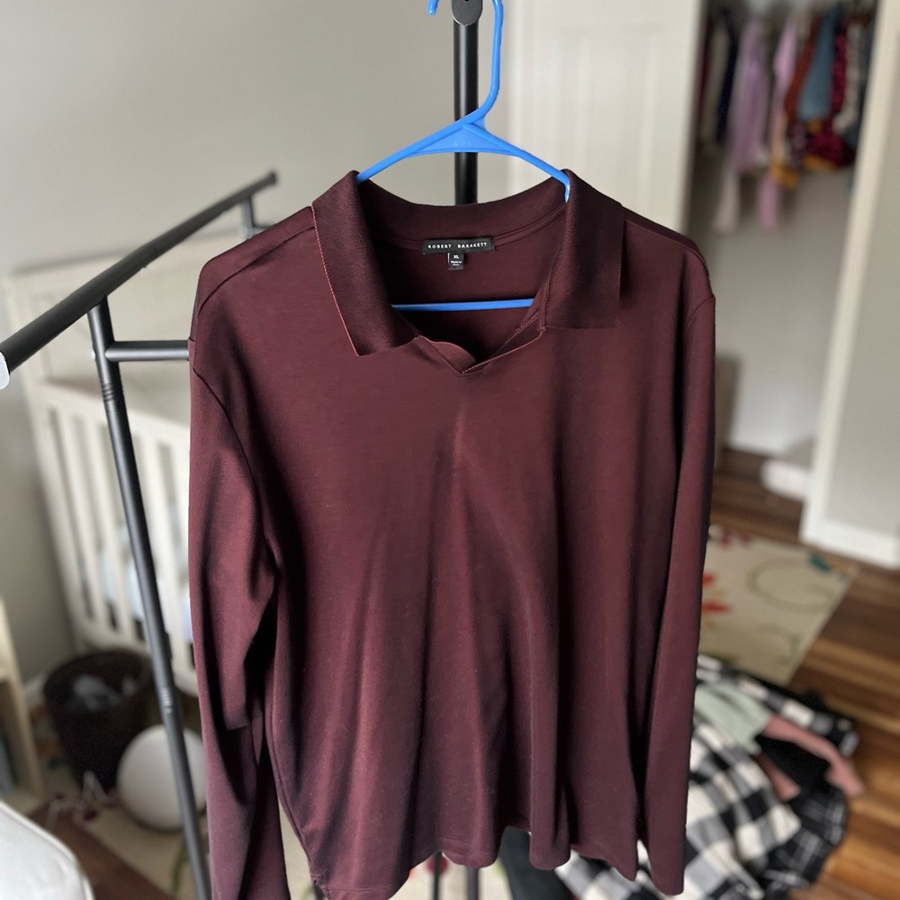 Joseph Abboud Maroon Long Sleeve Polo